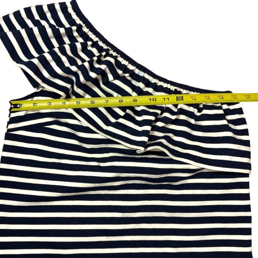 NWT (FLAWED) J. Crew One-Shoulder Ruffle Horizontal‎ Striped Top Size X-Small - Picture 4 of 11
